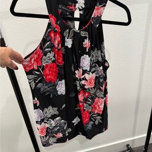 INC International Concepts Black and Red Floral Blouse